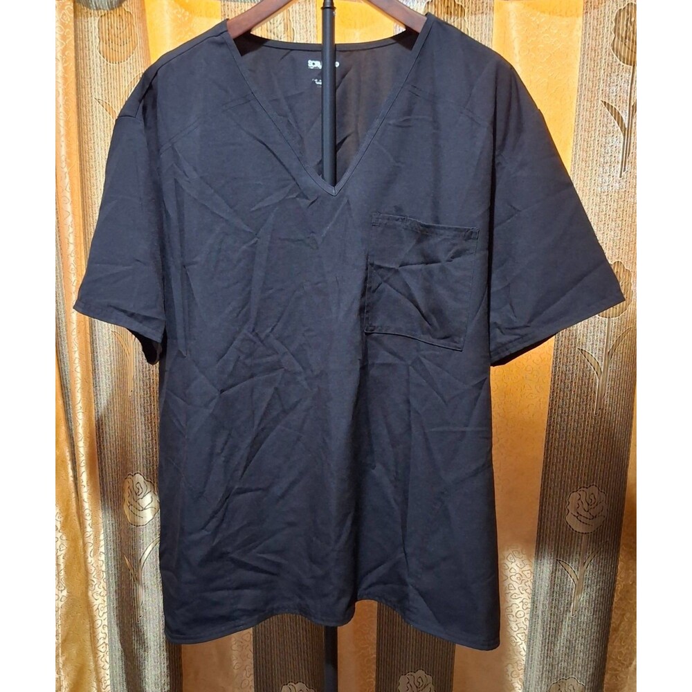 Scrubstar Unisex Scrub Top 3XL Black V-Neck Mens Womens Medical Uniform Pockets
